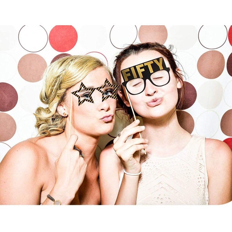 Blue Panda 50th Birthday Props for Women - 60-Pack Black & Gold Cardstock - Selfie Photo Booth Props for 50th Birthday - Image 3